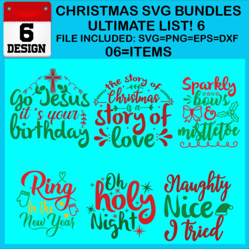 Christmas T-shirt SVG Design Bundles Ultimate List 6 Files cover image.