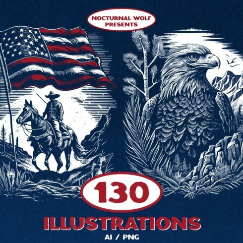 130 American Animals illustrations cover image.