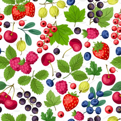 Seamless patterns with berries. cover image.