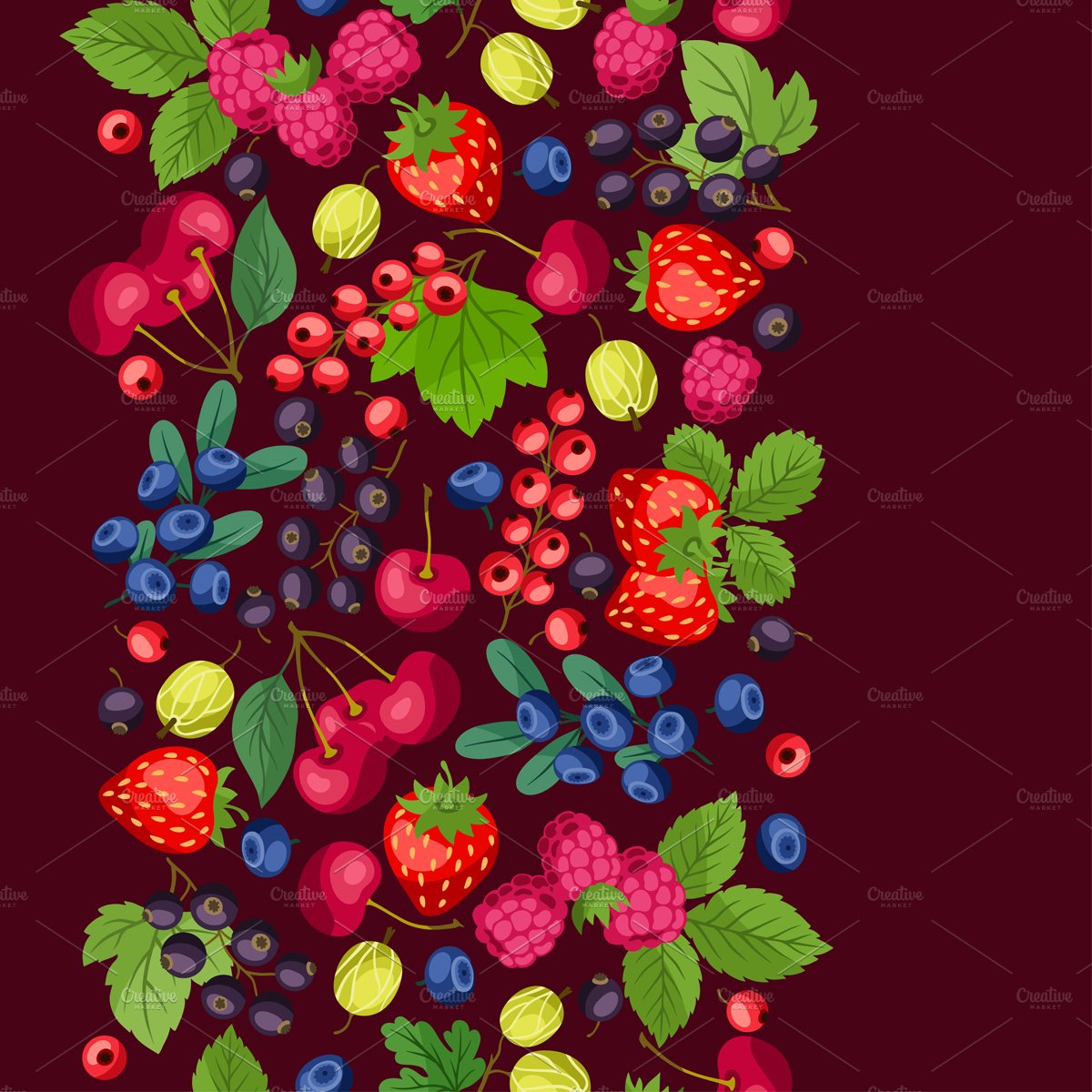 Seamless patterns with berries. preview image.