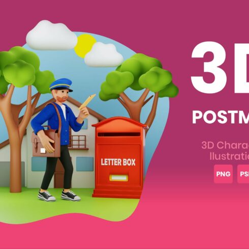 Postman 3D Character Illustration cover image.