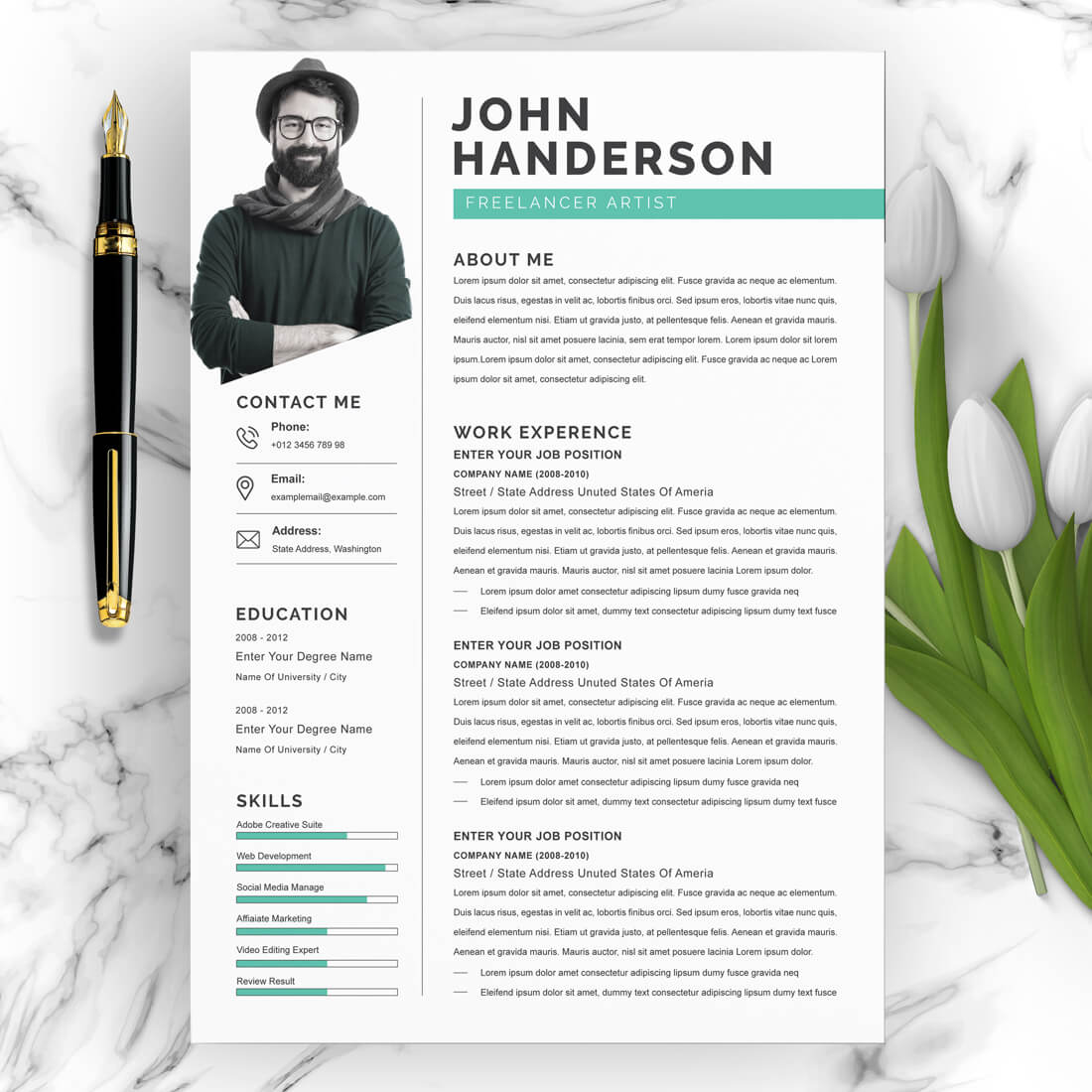 Freelancer Artist Resume Template | Resume and Cover | Modern Resume Template [MS Word Format] cover image.