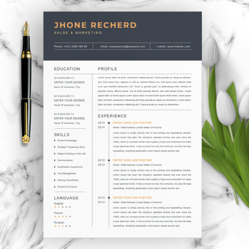 Sales & Marketing Resume Template | Modern Resume Template With Cover Letter cover image.