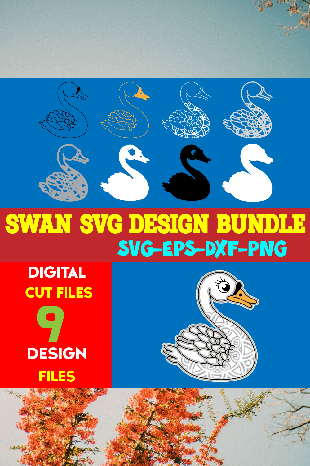 Swan SVG Design Bundle pinterest preview image.