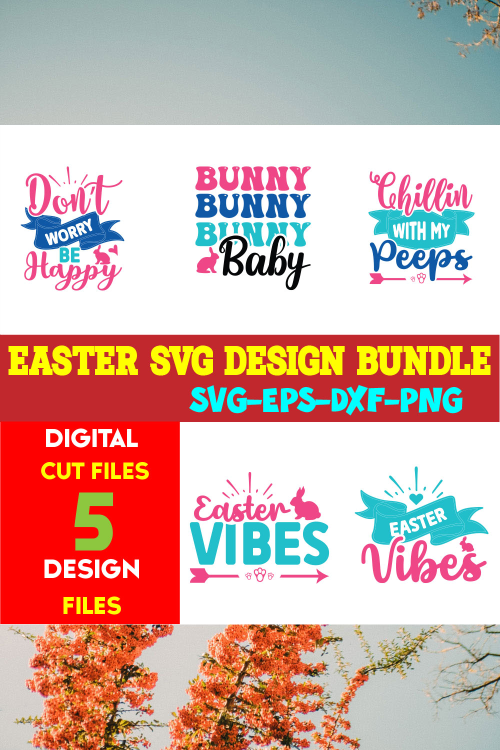 Easter T-shirt Design Bundle Vol- 23 pinterest preview image.