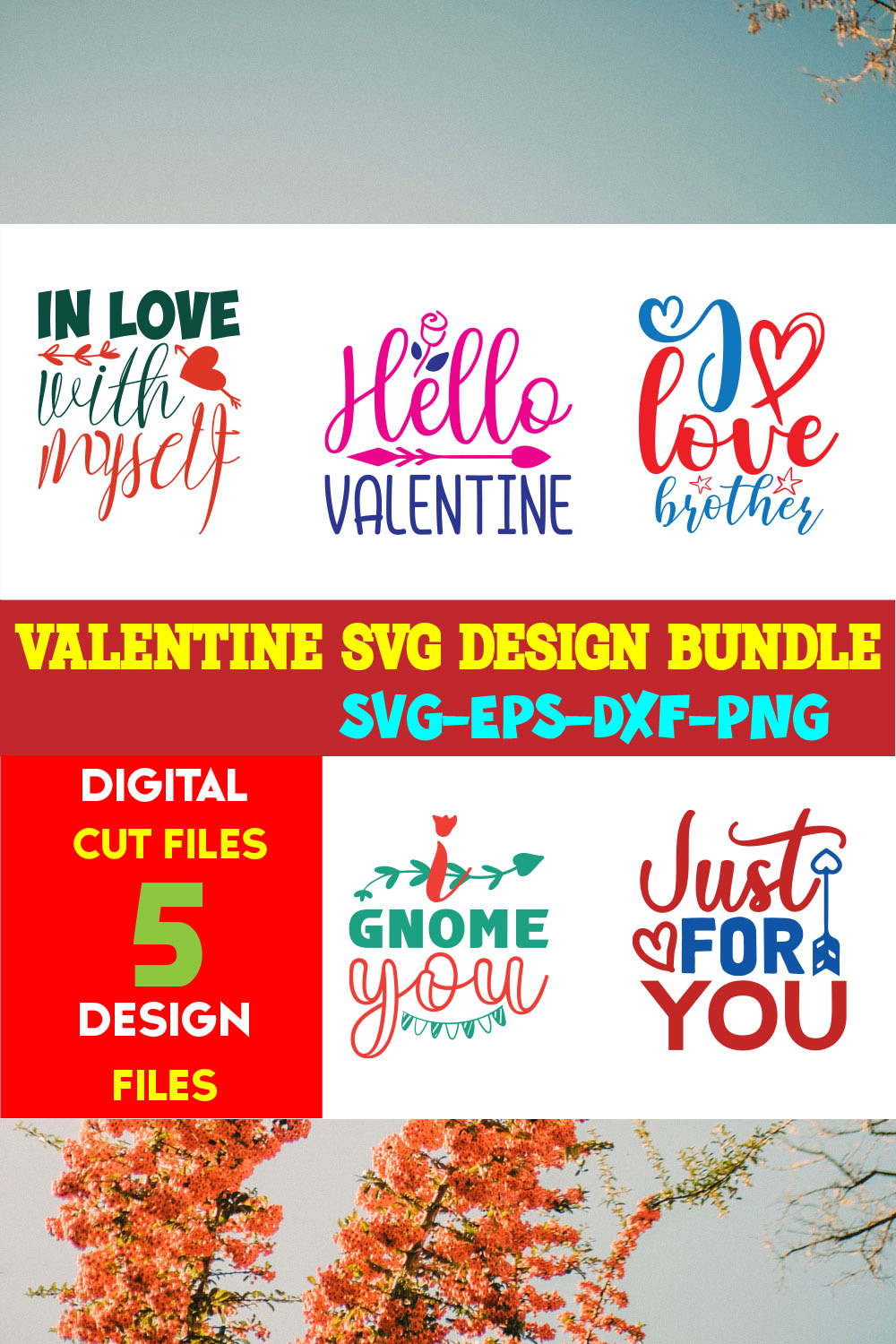 Valentine T-shirt Design Bundle Vol-11 pinterest preview image.