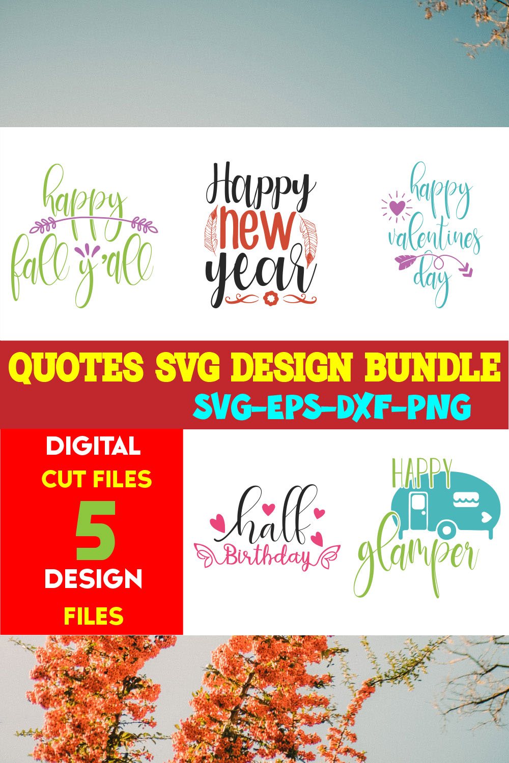 Quotes T-shirt Design Bundle Vol-08 pinterest preview image.