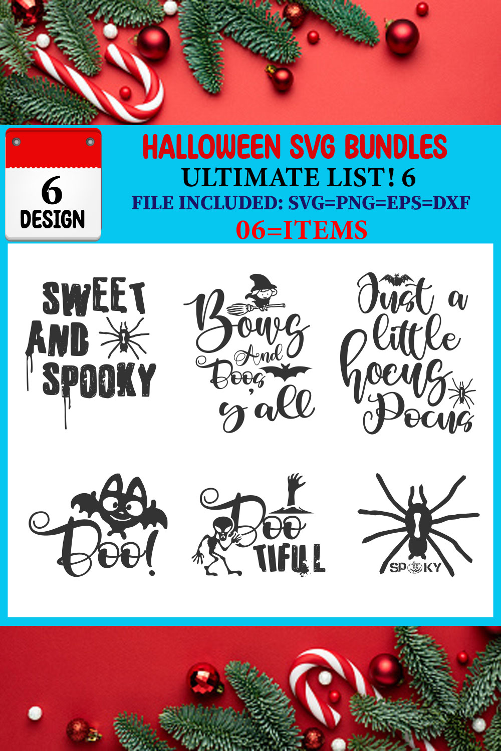 Halloween SVG T-shirt Design Bundle pinterest preview image.