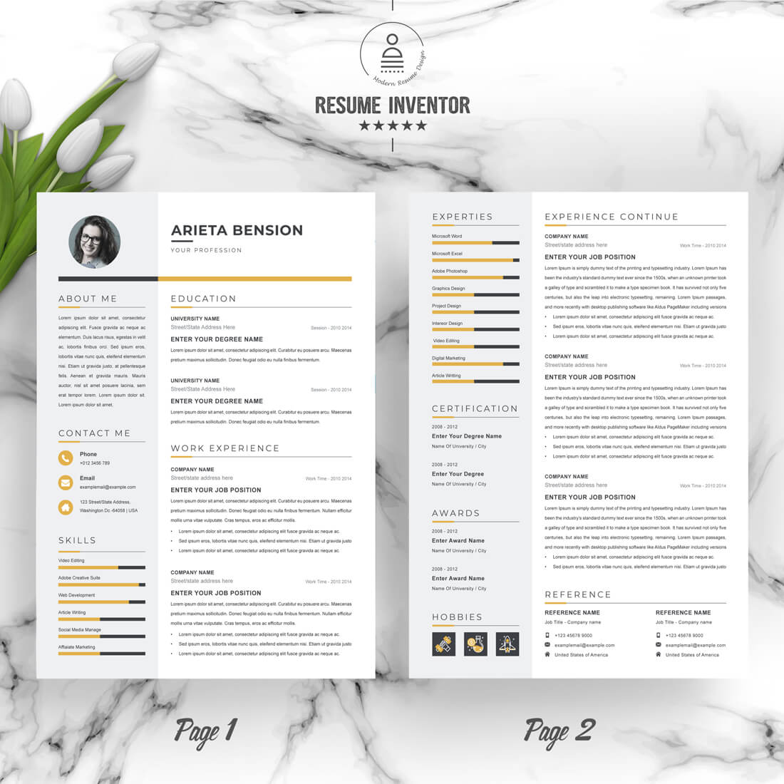 Sleek and Professional Resume Template for Career Advancement in Business, Finance, and Management Fields preview image.