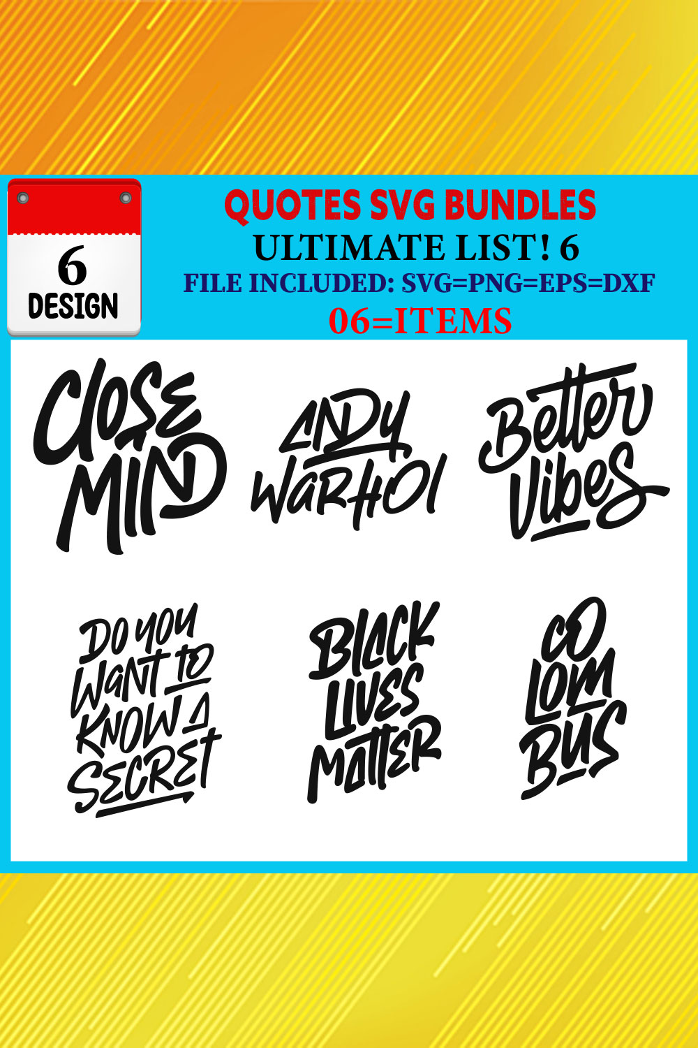 Quotes T-shirt Design Bundle Vol-01 pinterest preview image.