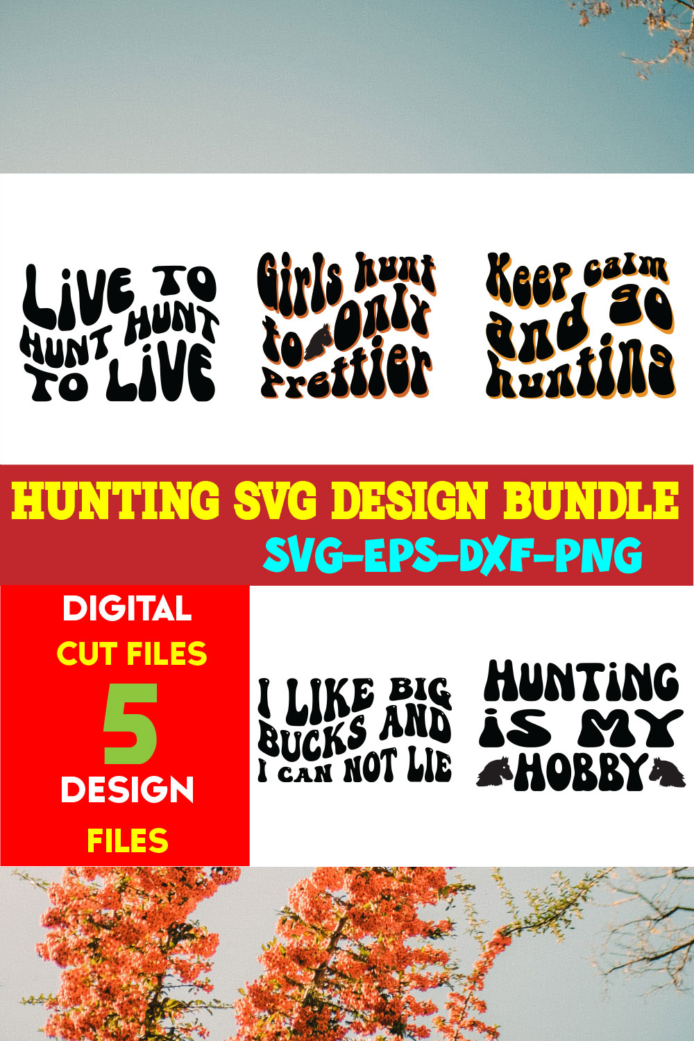 Hunting T-shirt Design Bundle Vol- 01 pinterest preview image.