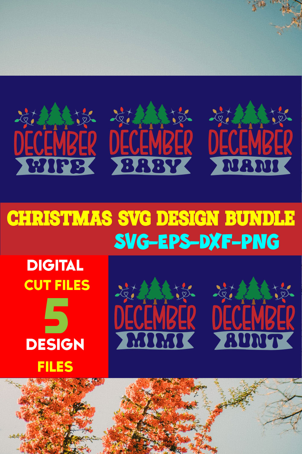 Christmas SVG T-shirt Design Bundle Volume-57 pinterest preview image.