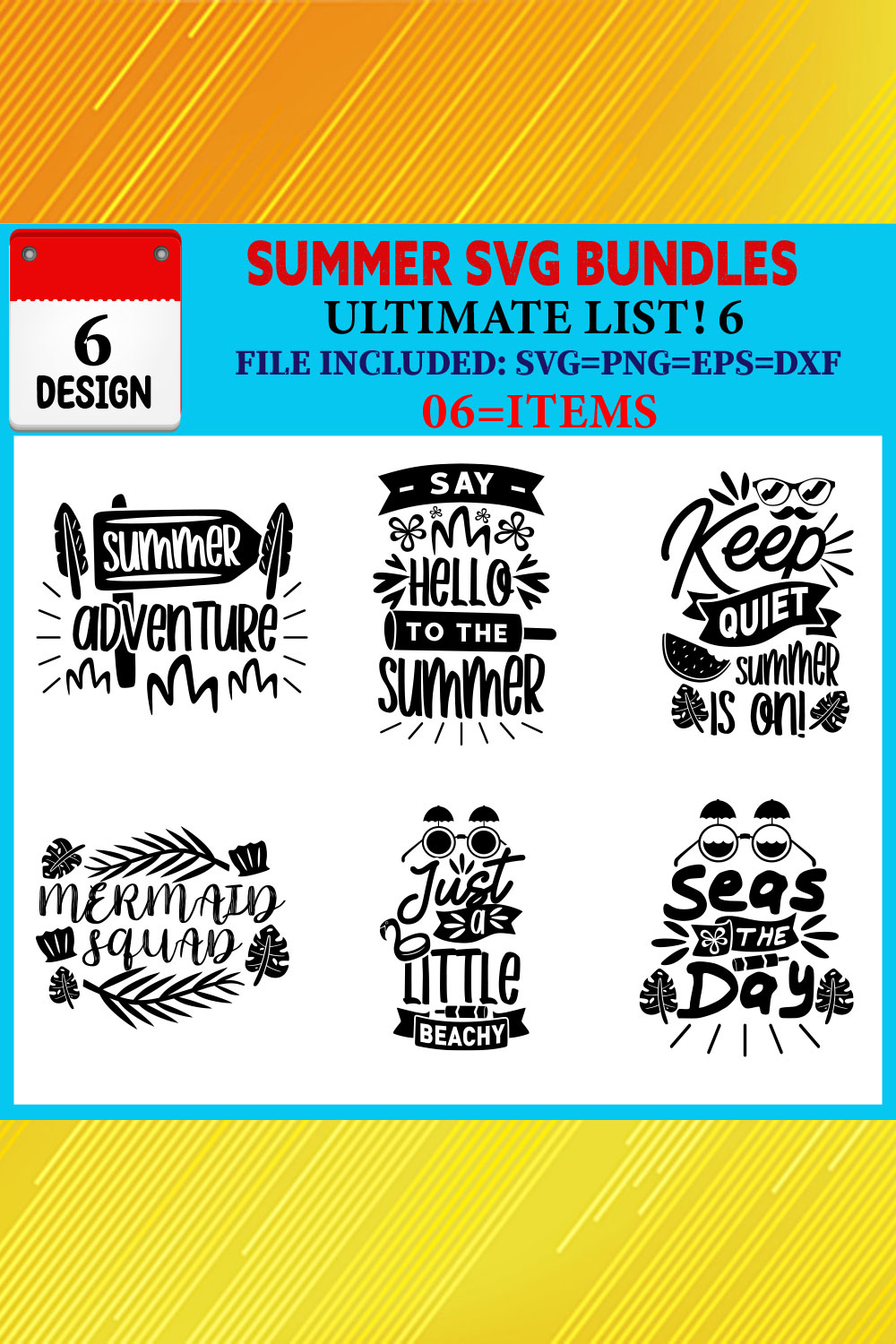 Summer T-shirt Design Bundle Vol-07 pinterest preview image.