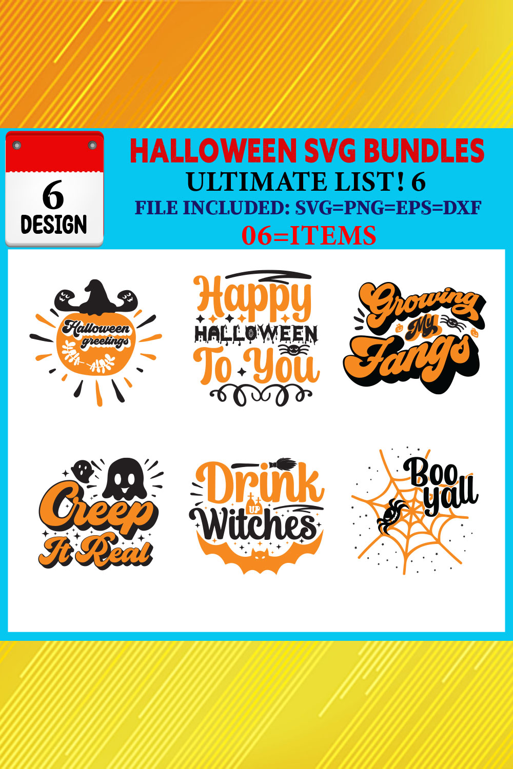 Halloween T-shirt Design Bundle Vol-09 pinterest preview image.