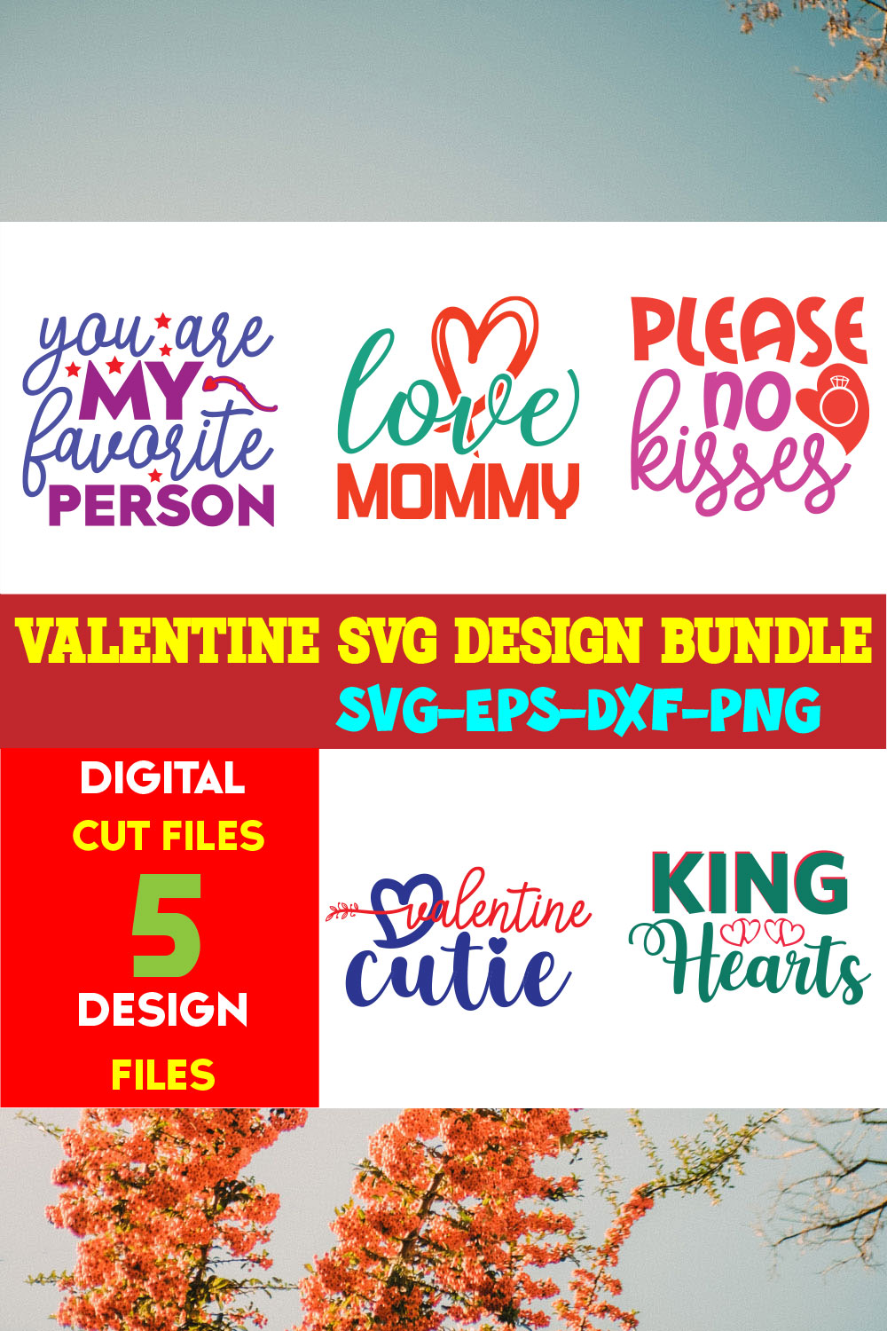 Valentine T-shirt Design Bundle Vol-12 pinterest preview image.