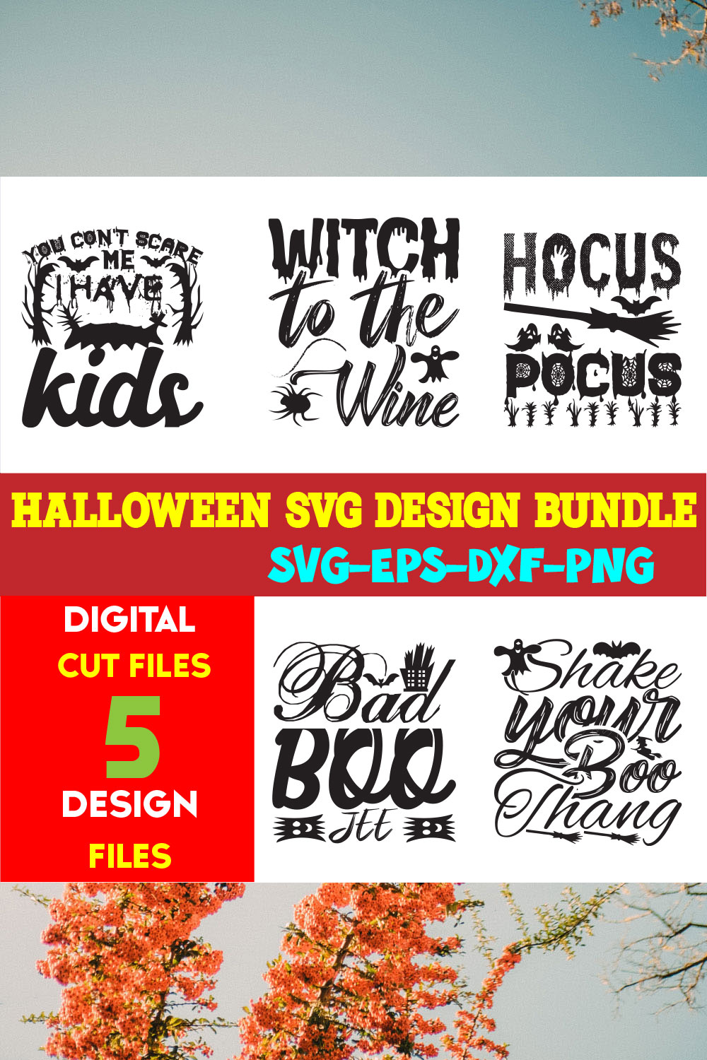 Halloween T-shirt Design Bundle Vol-25 pinterest preview image.