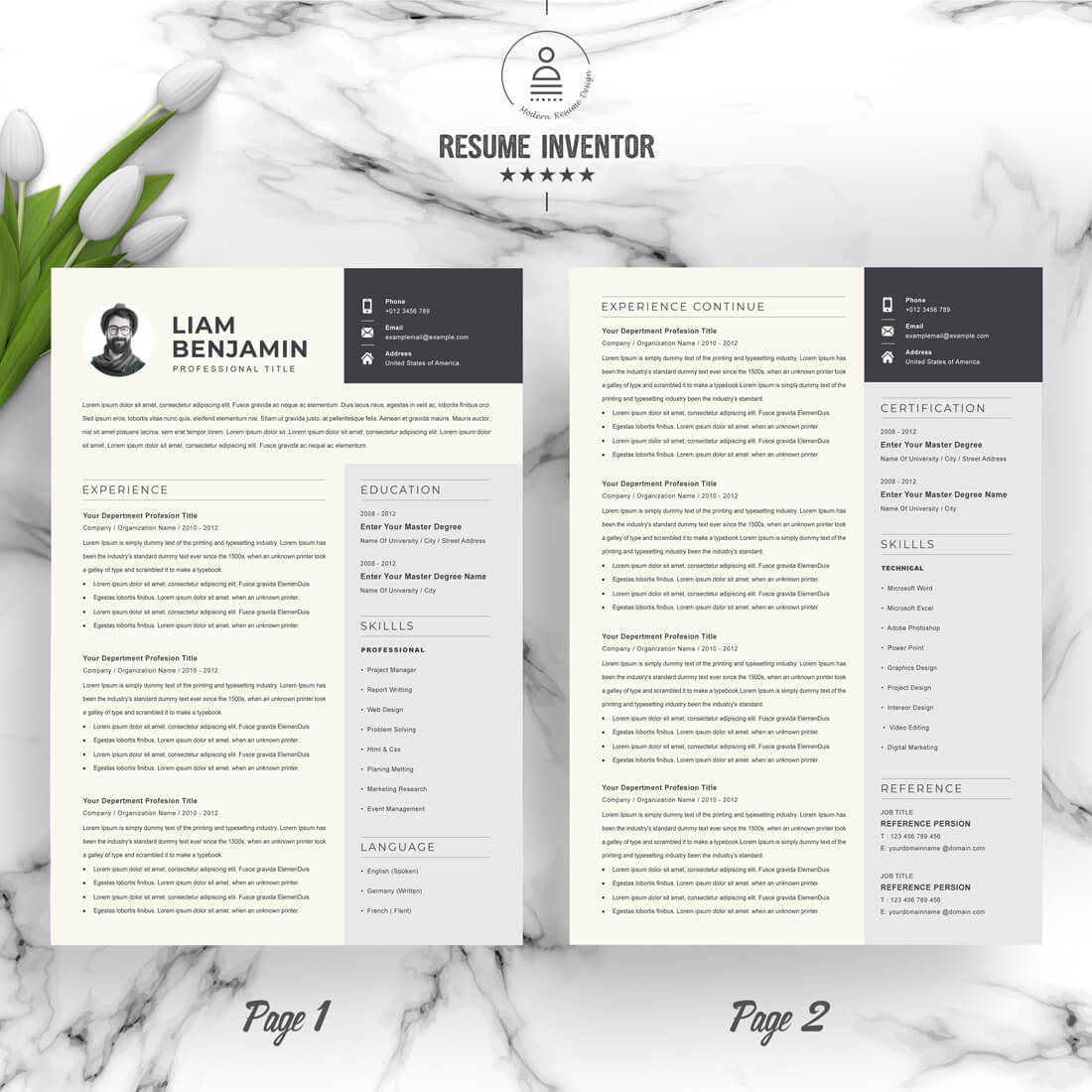 Creative Resume Template | Word CV Design Template | Professional Resume preview image.