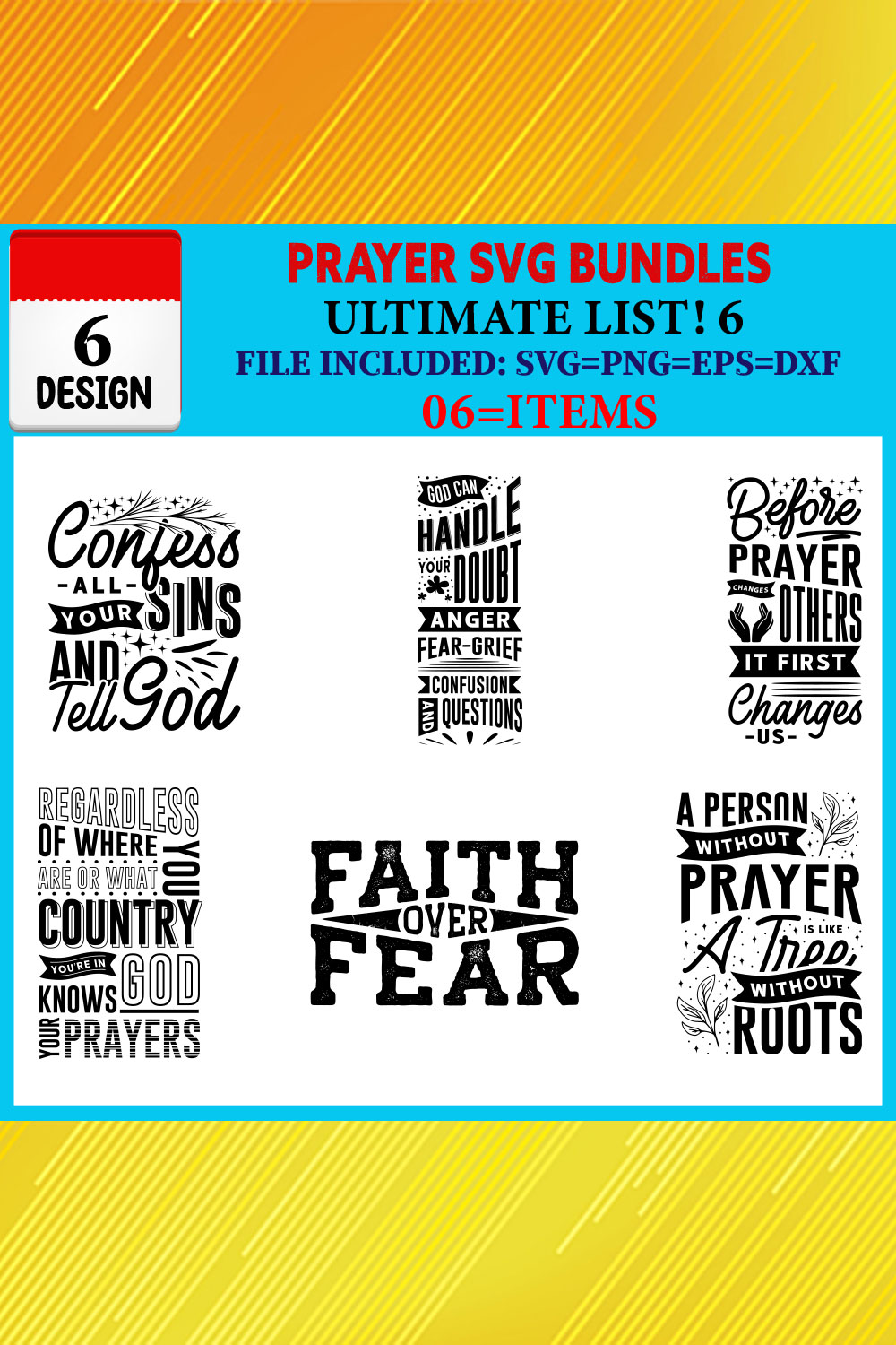 Prayer T-shirt Design Bundle Vol-01 pinterest preview image.