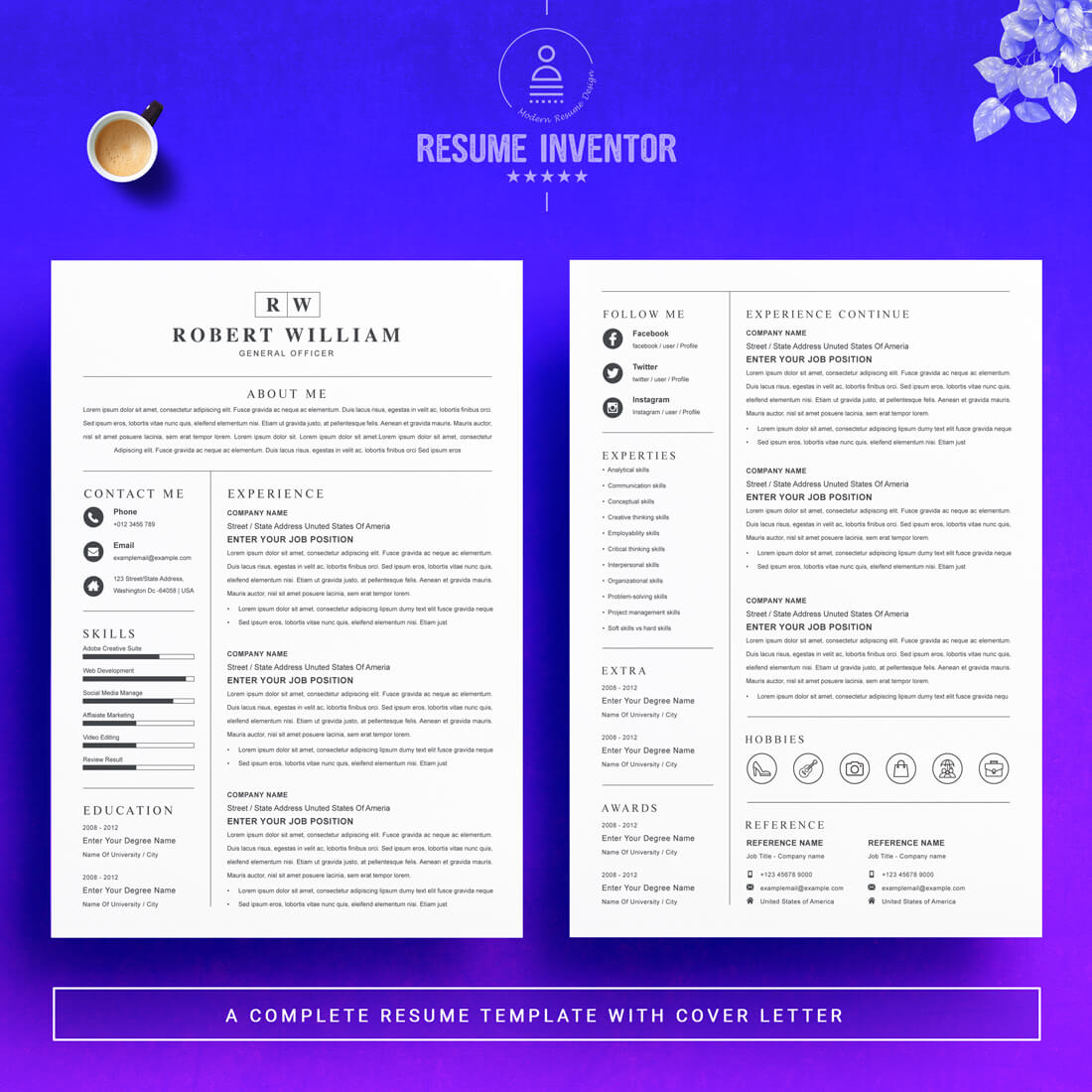 General Officer Clean & Professional Resume Template | Modern CV Template Design preview image.