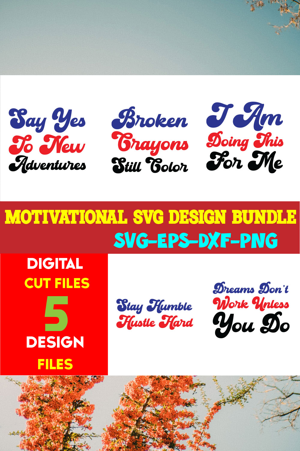 Motivational T-shirt Design Bundle Volume-06 pinterest preview image.