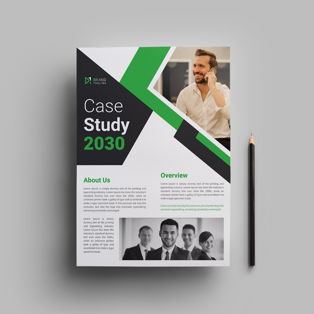 Case study flyer design template preview image.