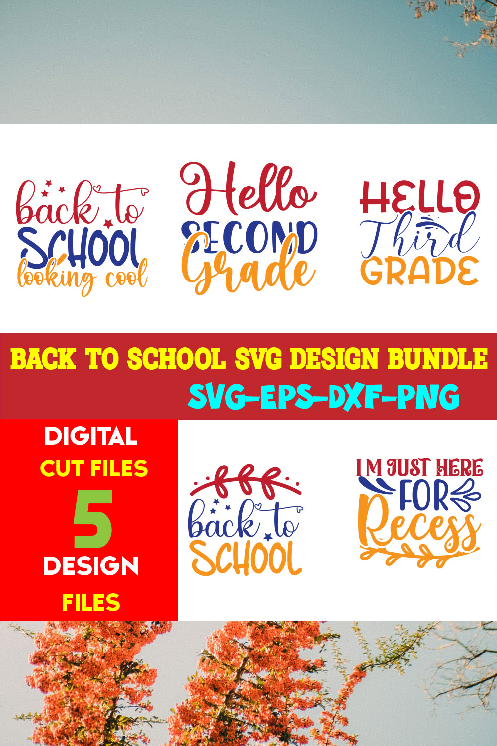 Back To School T-shirt Design Bundle Volume-16 pinterest preview image.