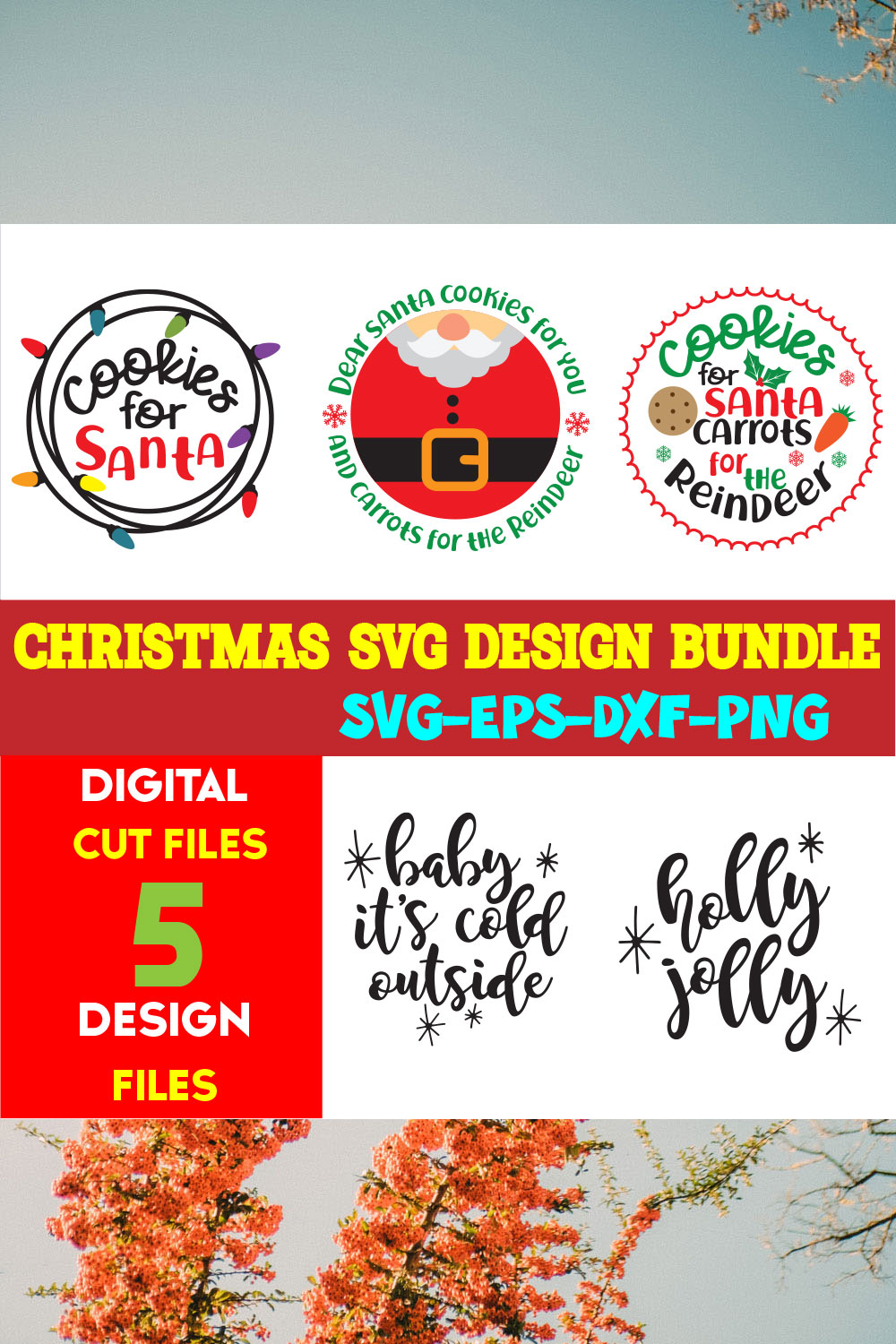 Christmas SVG T-shirt Design Bundle Volume-98 pinterest preview image.