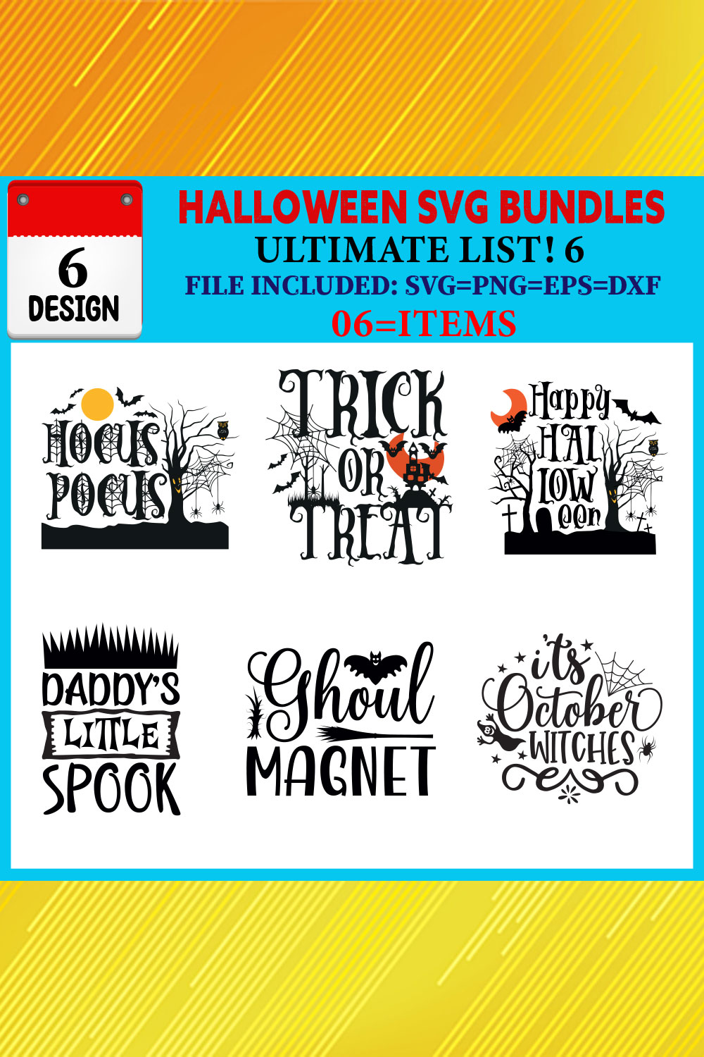 Halloween T-shirt Design Bundle Vol-08 pinterest preview image.