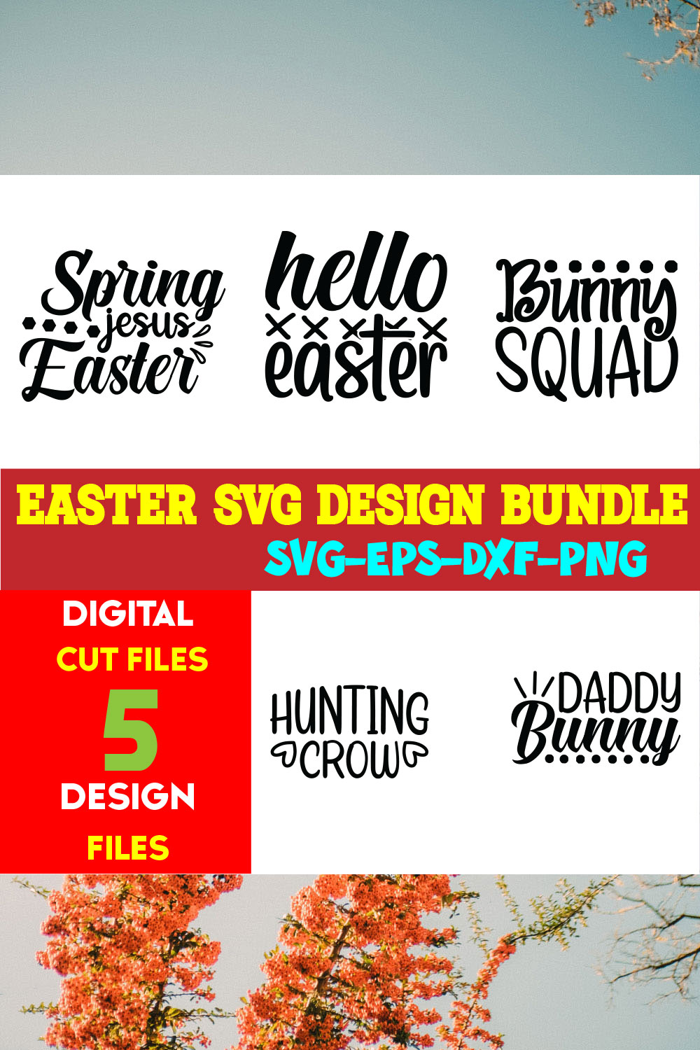 Easter T-shirt Design Bundle Vol- 20 pinterest preview image.