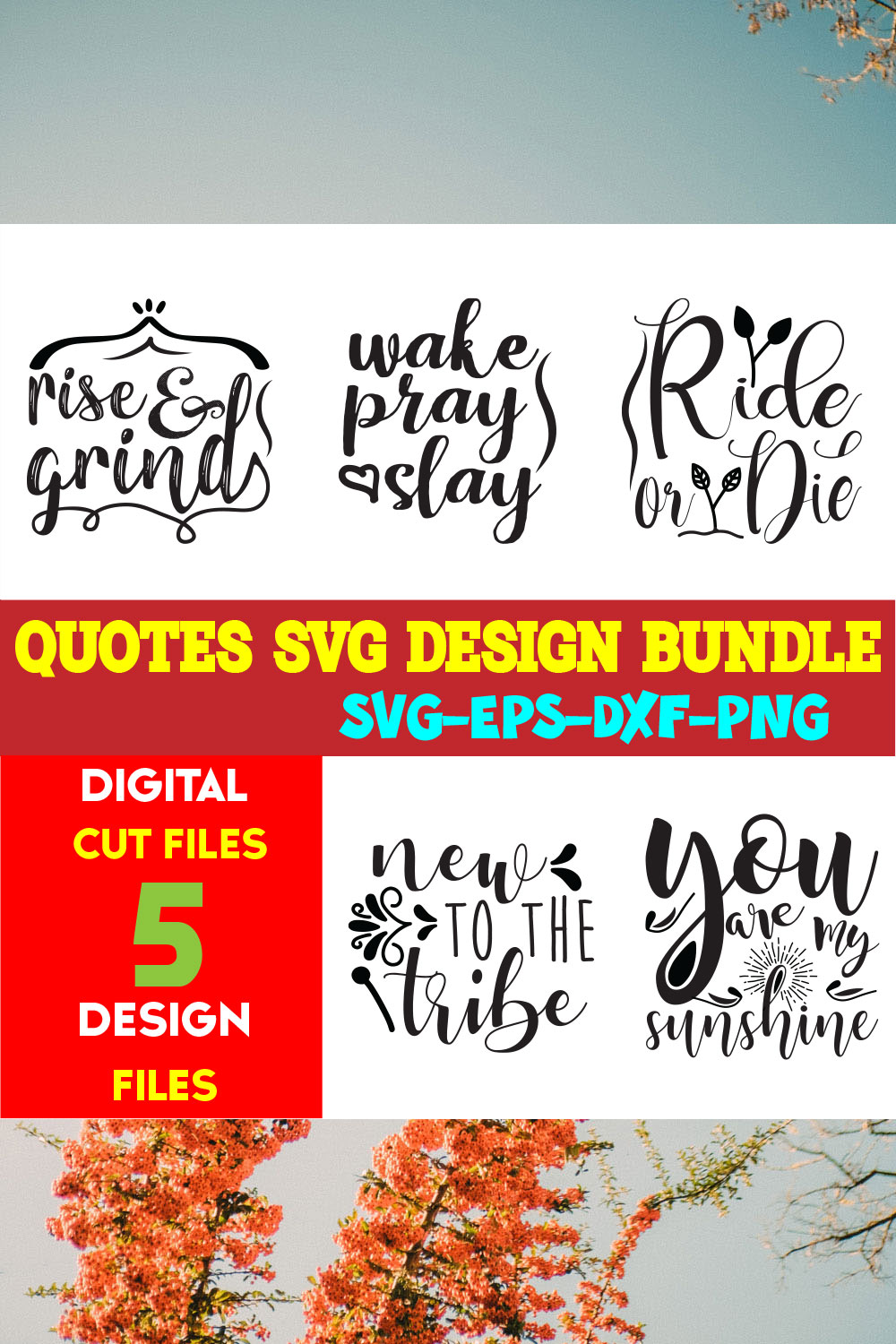 Quotes T-shirt Design Bundle Vol-22 pinterest preview image.