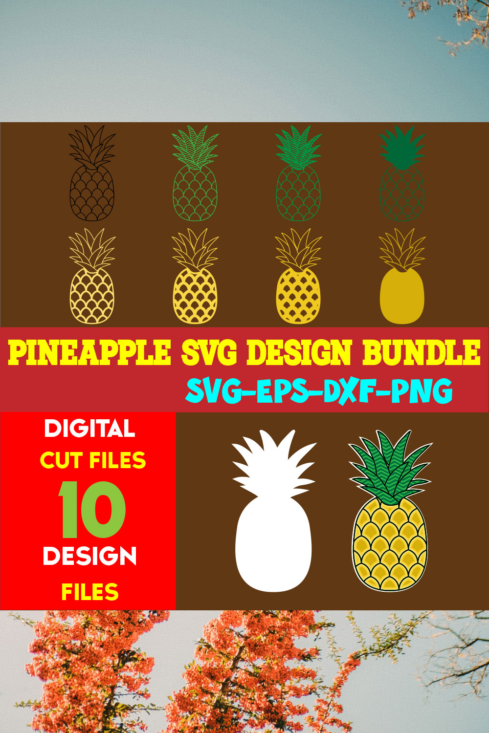 Pineapple SVG Design Bundle pinterest preview image.