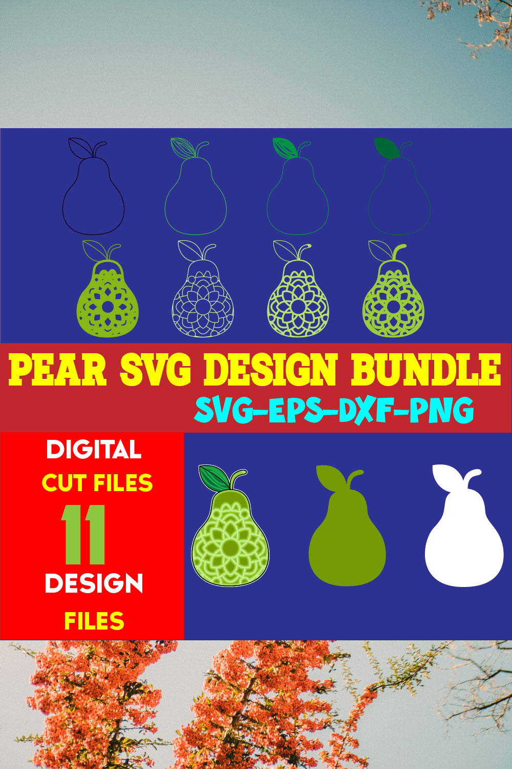 Pear SVG Design Bundle pinterest preview image.