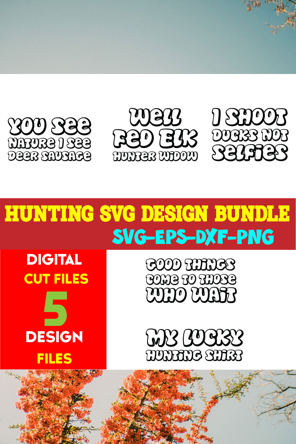 Hunting T-shirt Design Bundle Vol- 08 pinterest preview image.