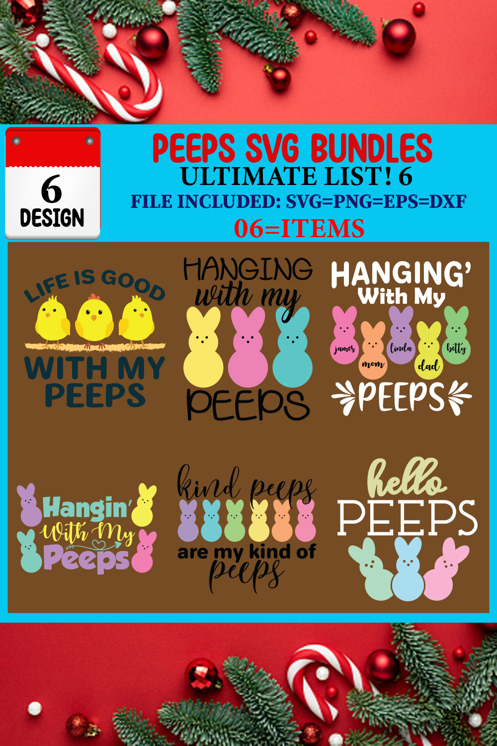 Peeps SVG T-shirt Design Bundle pinterest preview image.