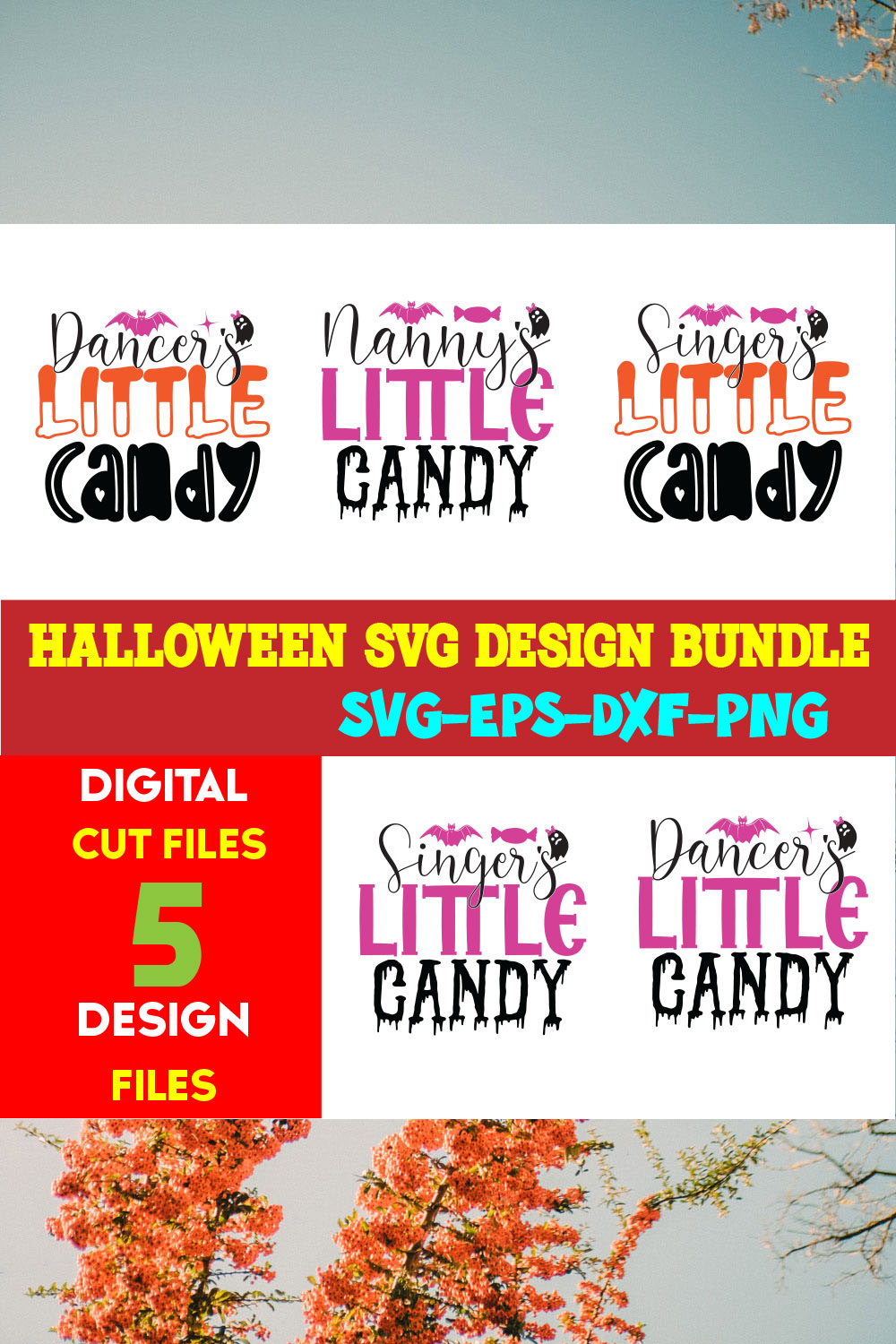 Halloween T-shirt Design Bundle Vol-14 pinterest preview image.