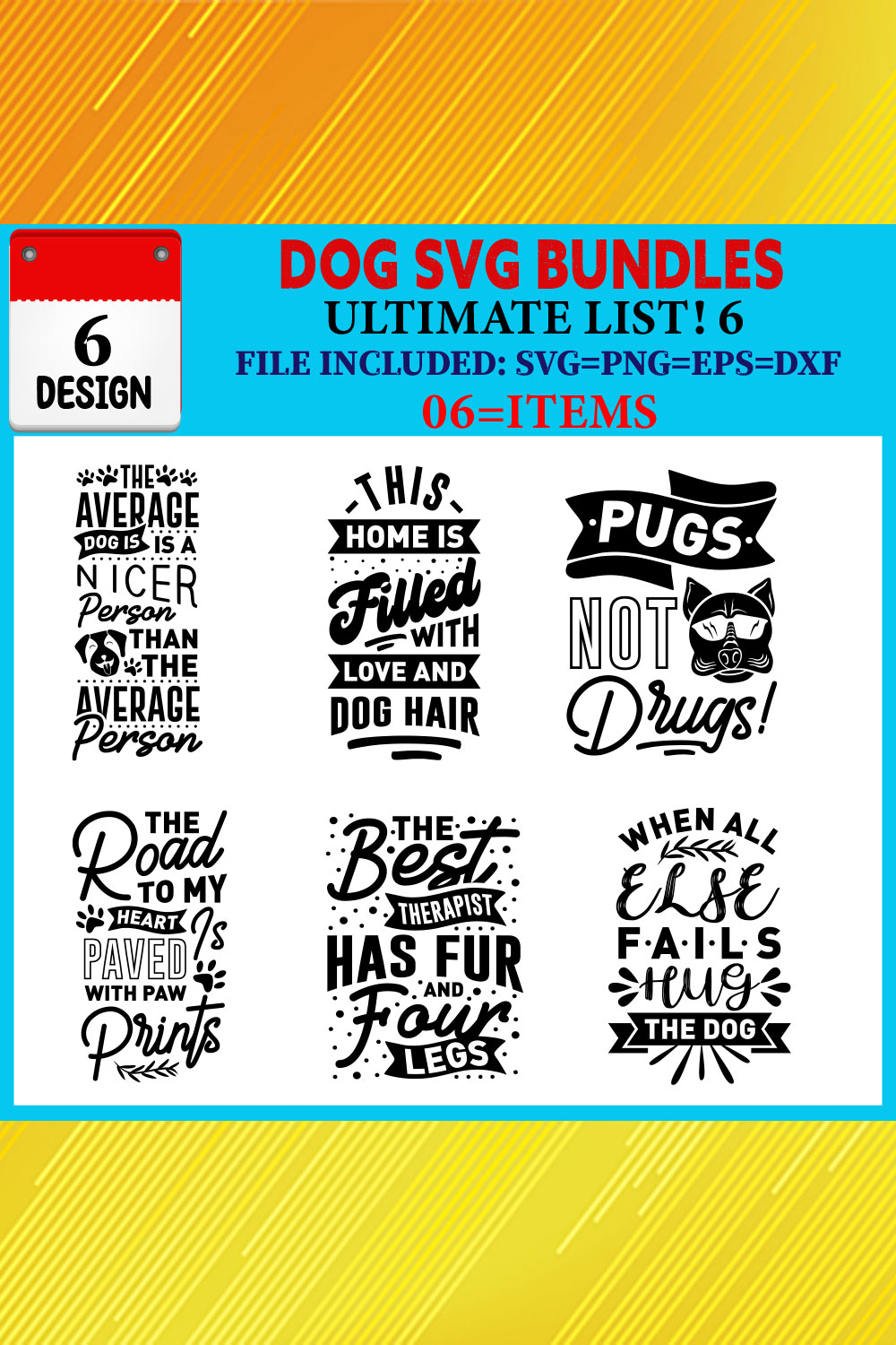 Dog T-shirt Design Bundle Vol-06 pinterest preview image.