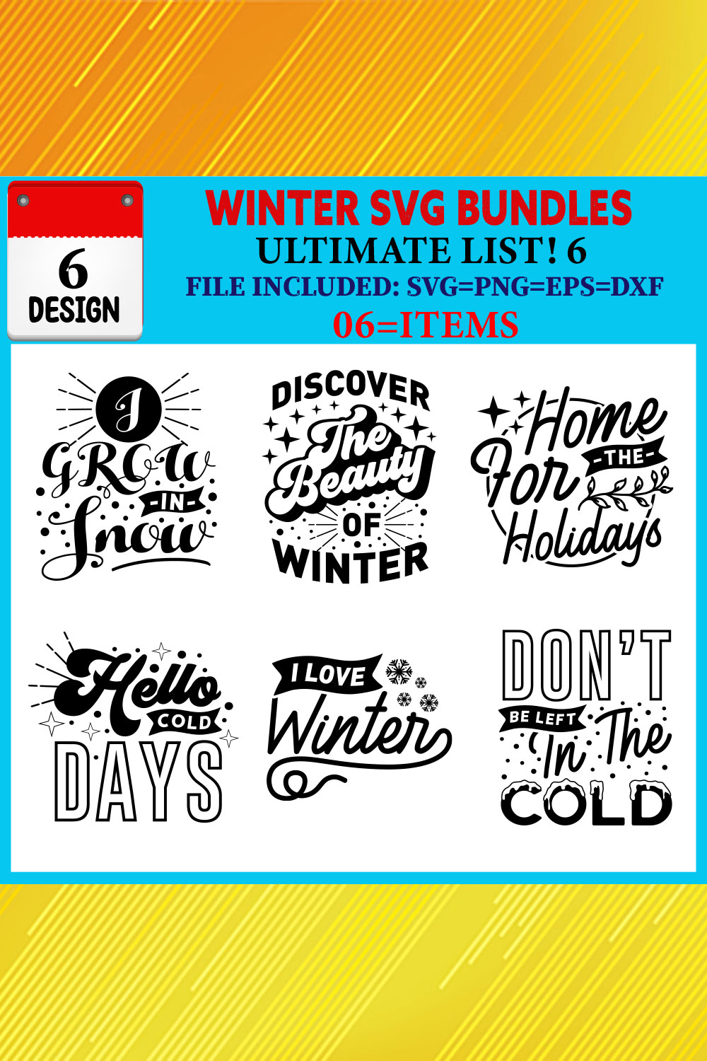 Winter T-shirt Design Bundle Vol-02 pinterest preview image.