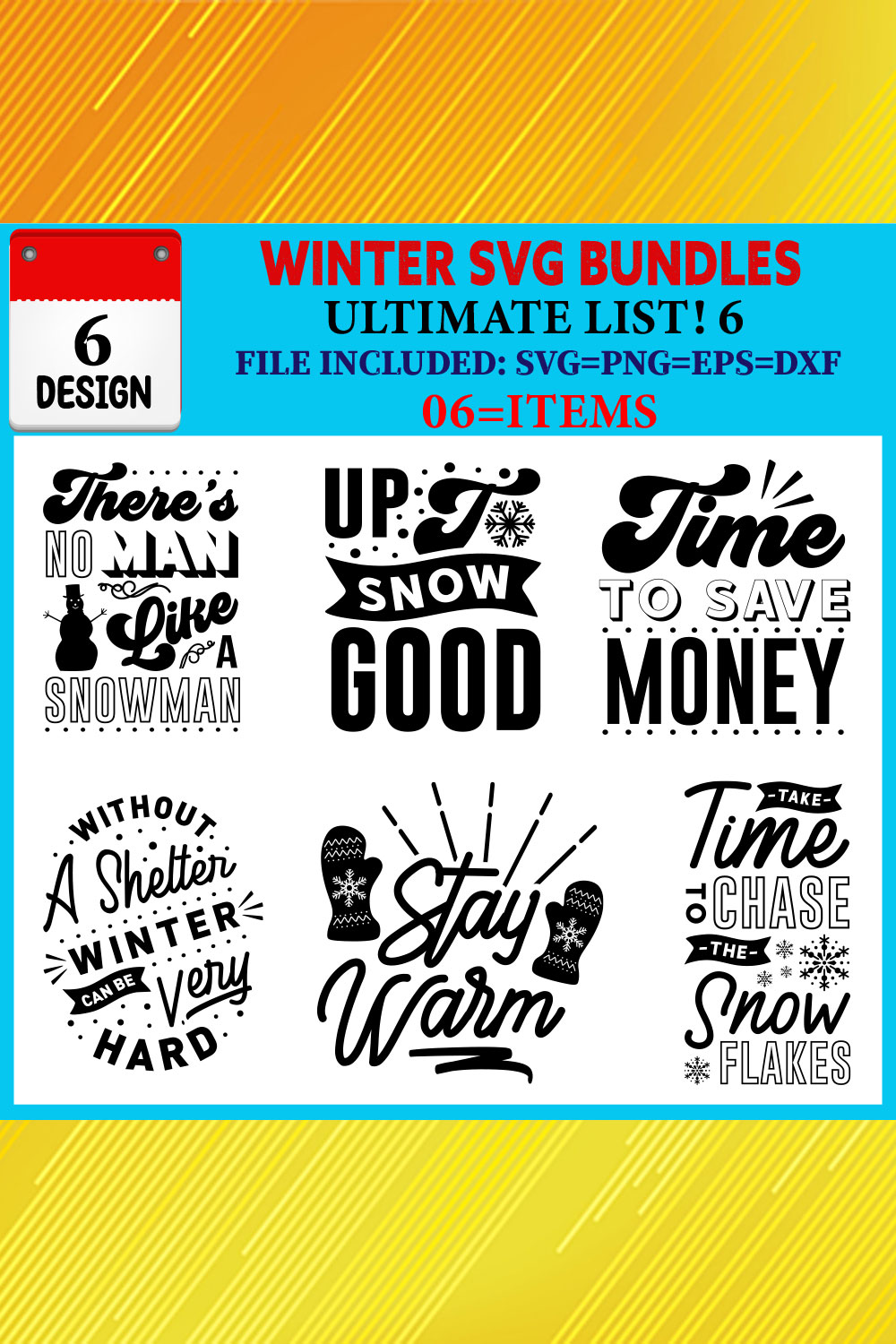 Winter T-shirt Design Bundle Vol-04 pinterest preview image.