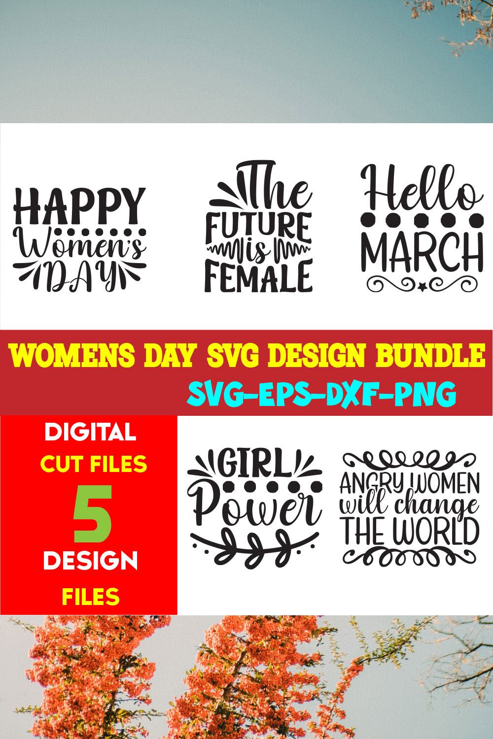 Women Day T-shirt Design Bundle Volume-04 pinterest preview image.