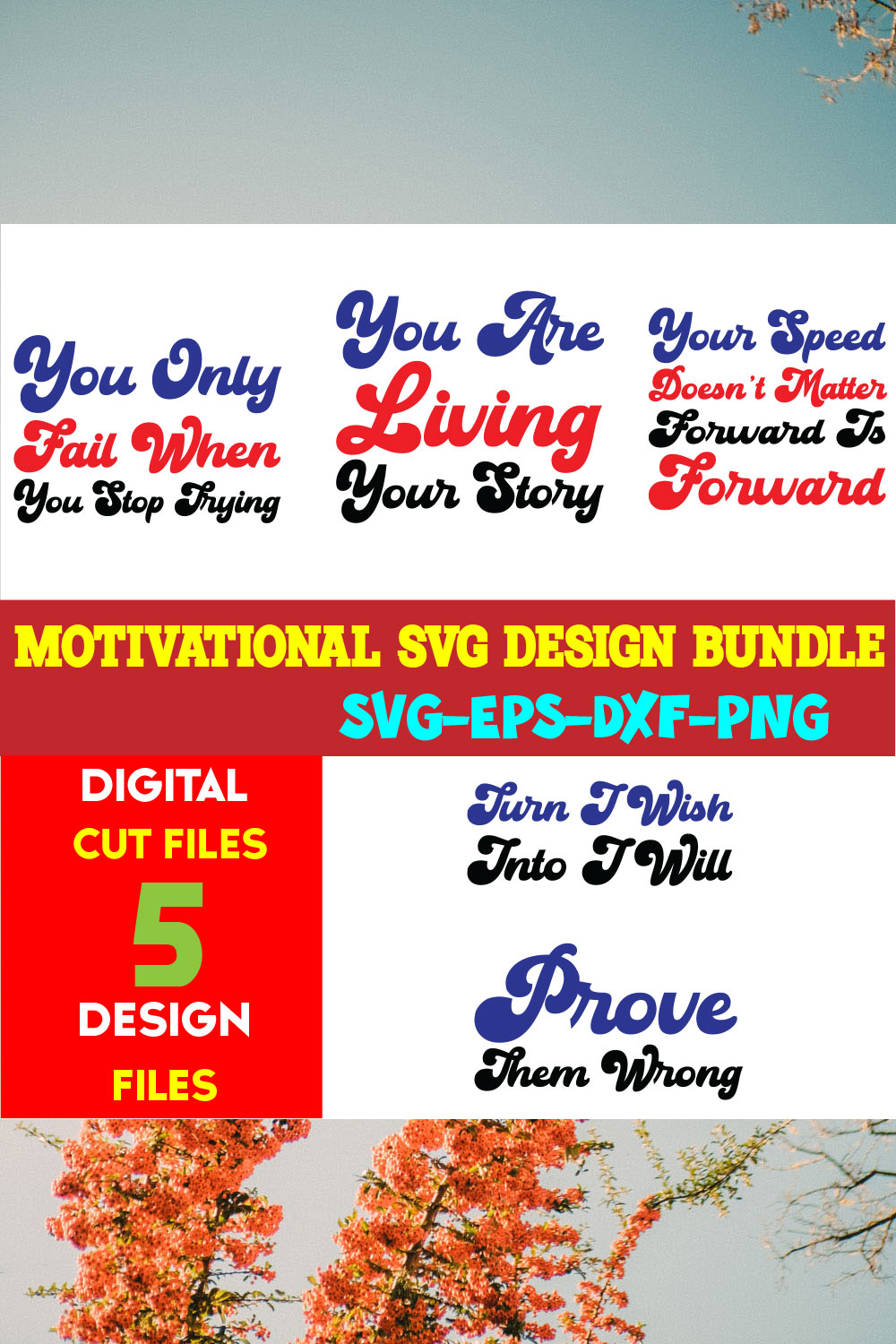 Motivational T-shirt Design Bundle Volume-03 pinterest preview image.