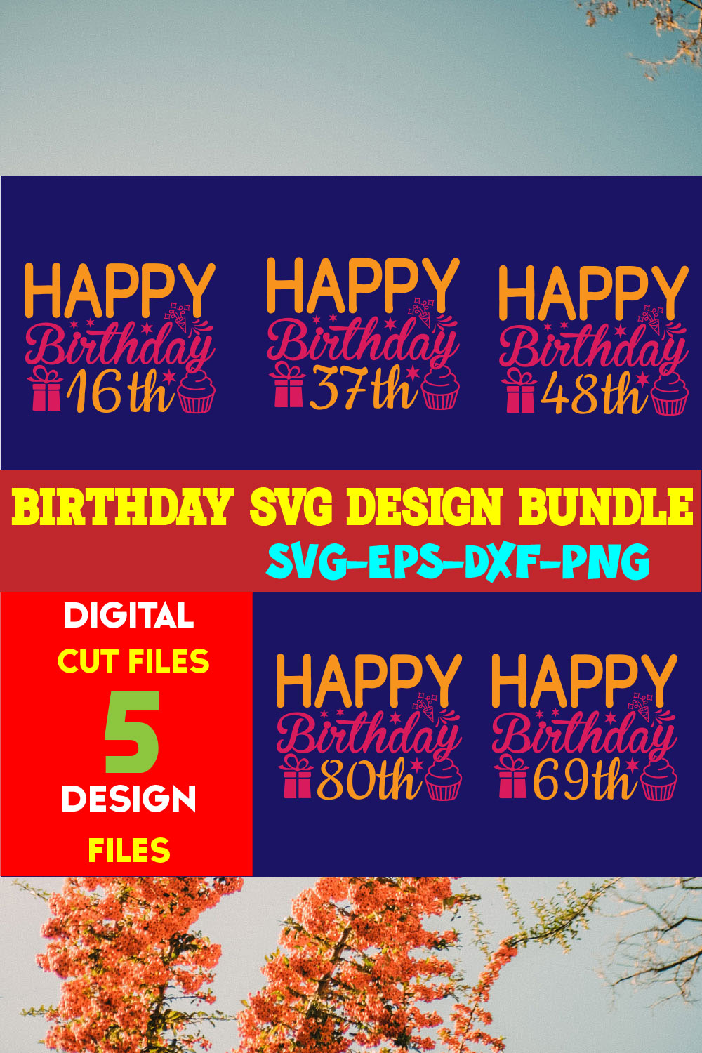 Birthday T-shirt Design Bundle Vol-03 pinterest preview image.