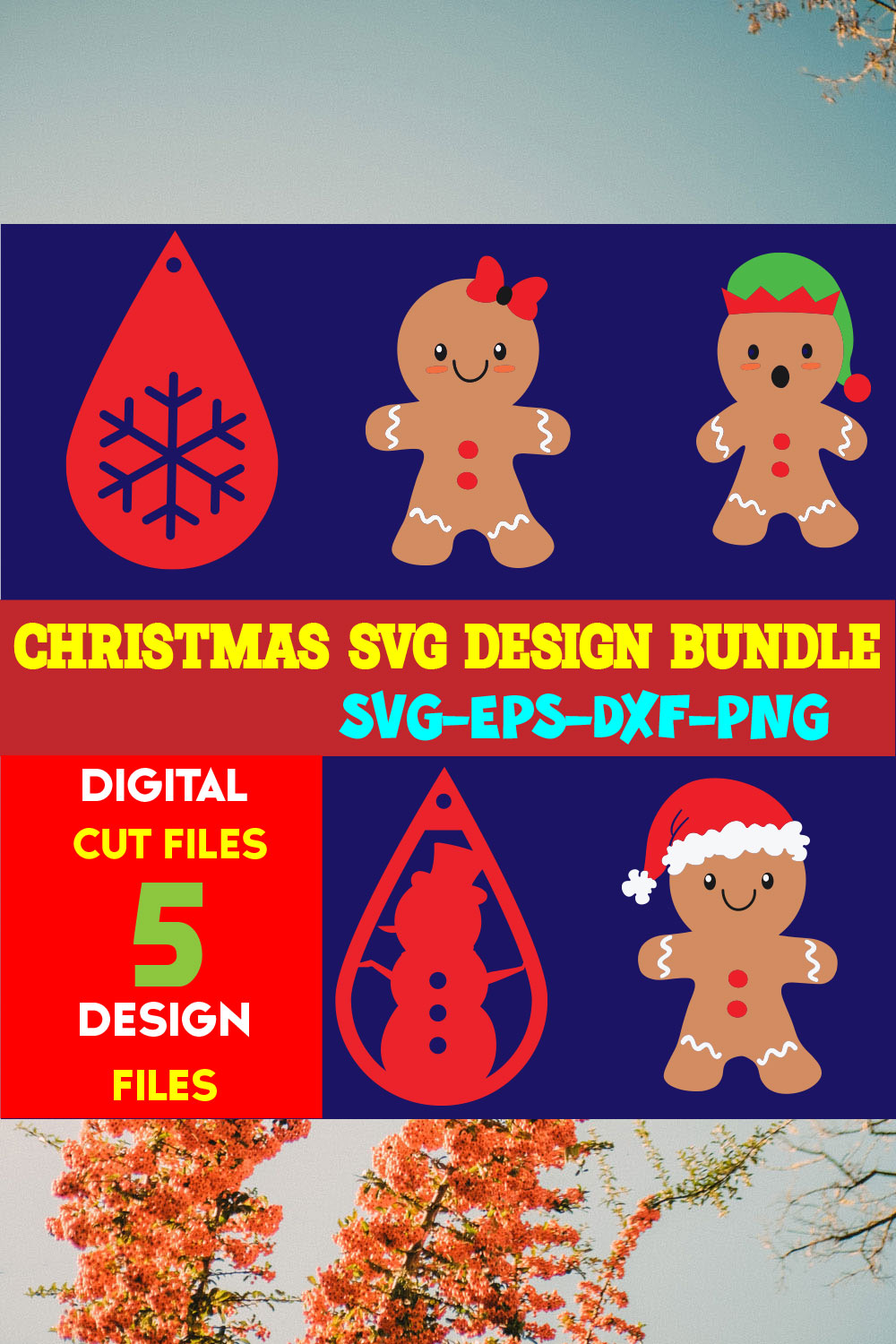 Christmas SVG T-shirt Design Bundle Volume-68 pinterest preview image.