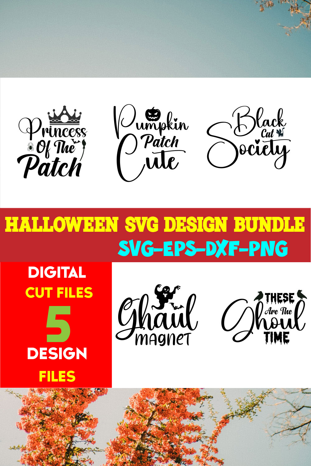 Halloween T-shirt Design Bundle Vol-42 pinterest preview image.