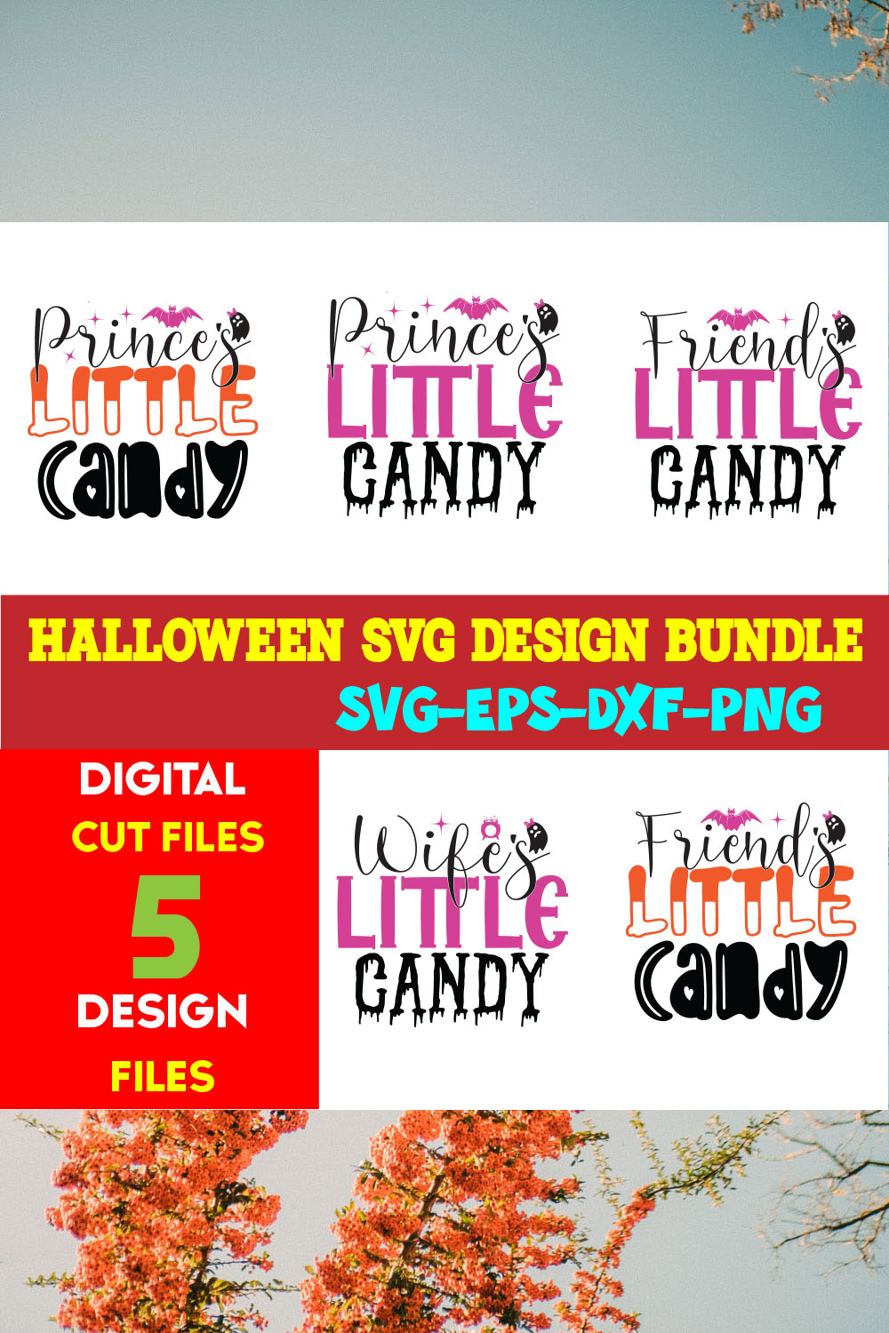 Halloween T-shirt Design Bundle Vol-16 pinterest preview image.