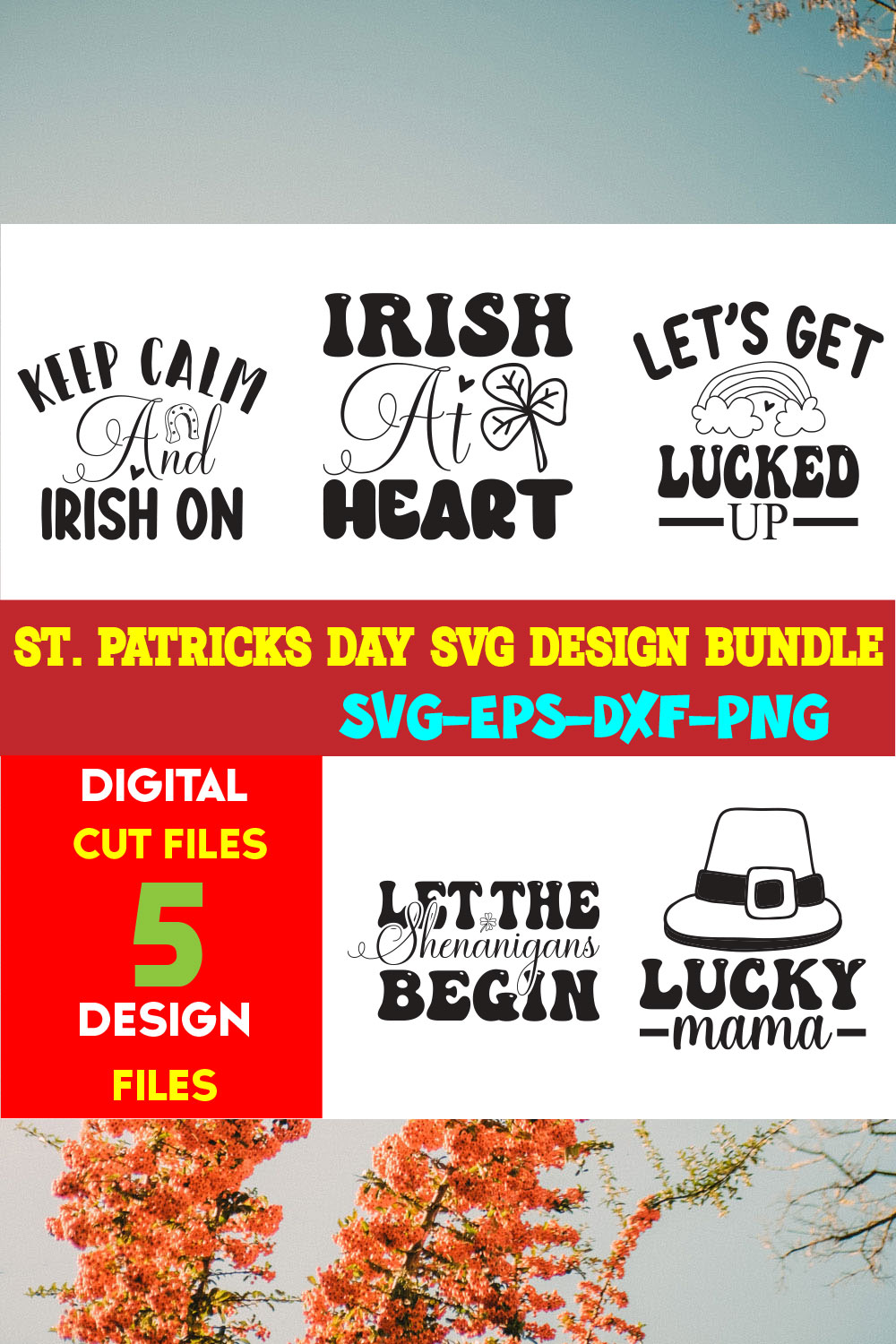 St Patricks Day T-shirt Design Bundle Vol-11 pinterest preview image.