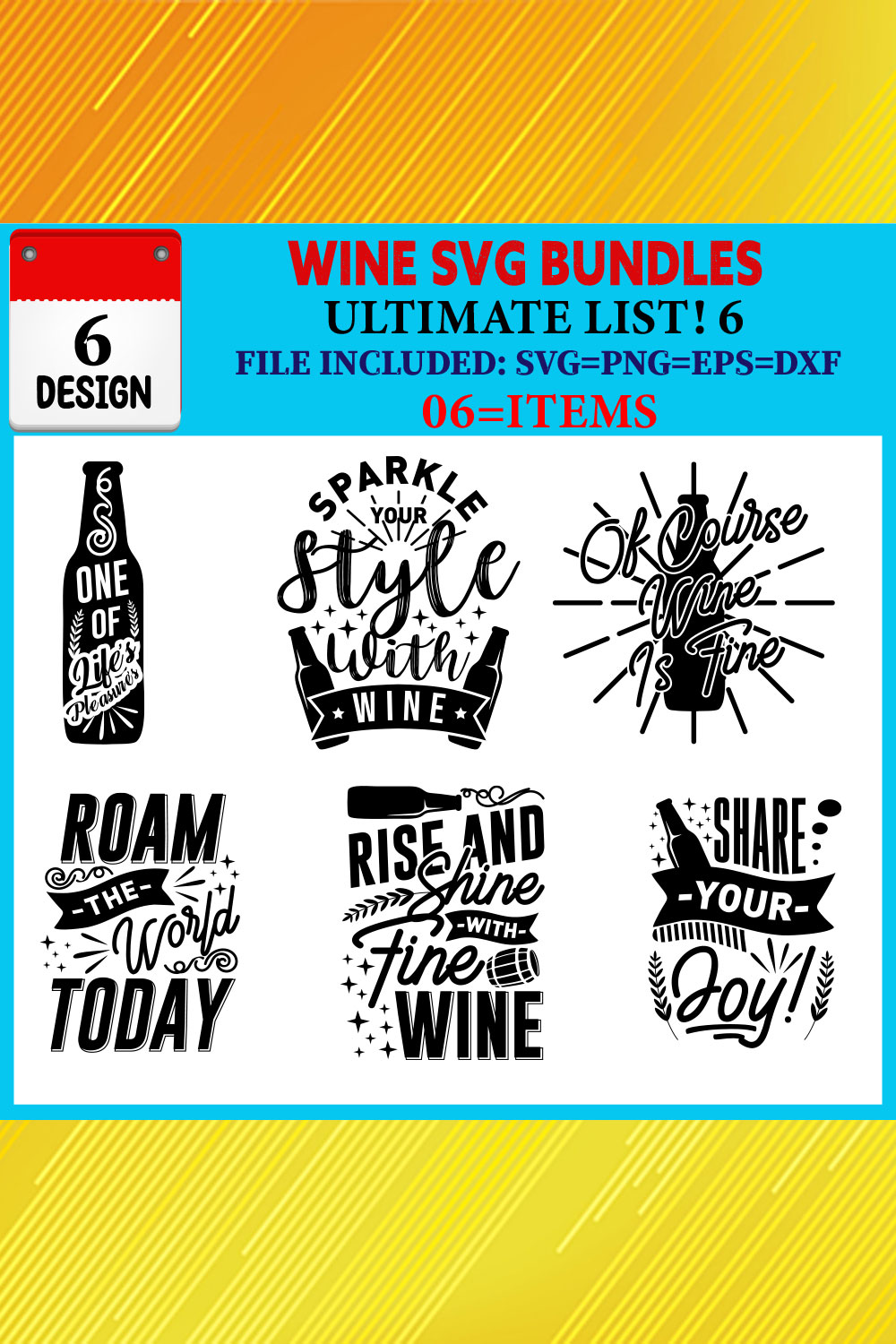 Wine T-shirt Design Bundle Vol-05 pinterest preview image.