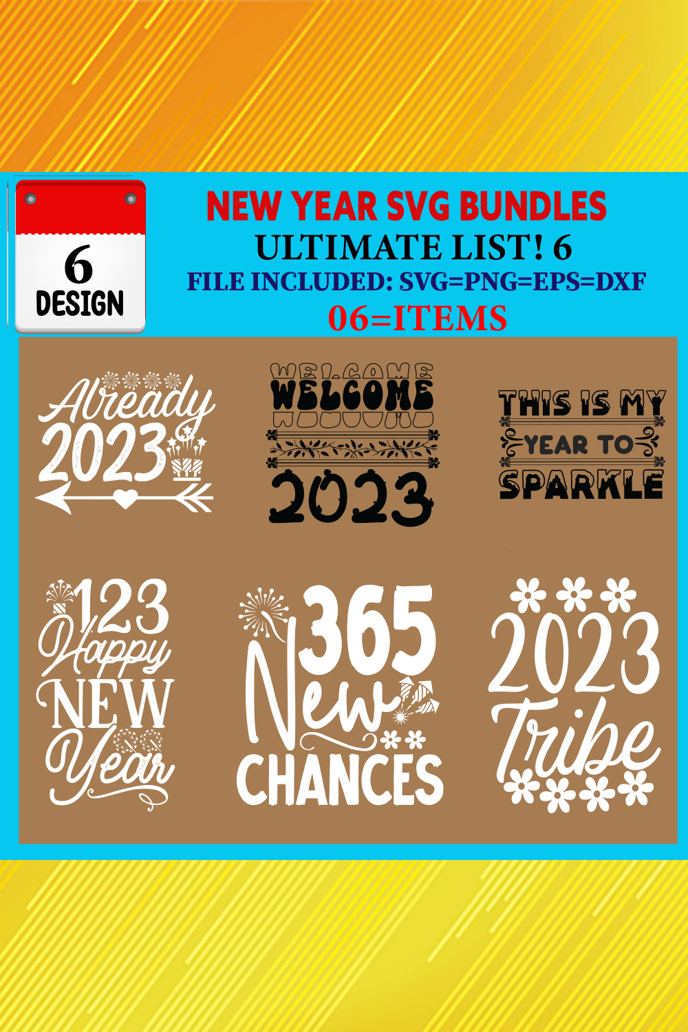 New Year T-shirt Design Bundle Vol-10 pinterest preview image.