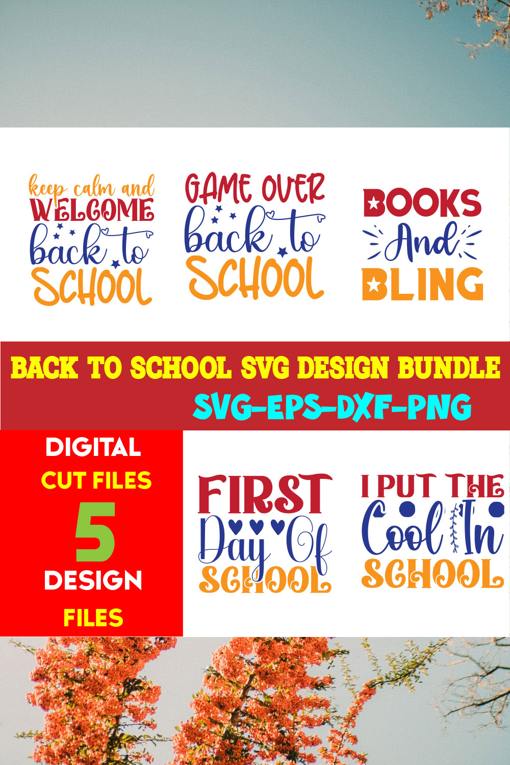 Back To School T-shirt Design Bundle Volume-15 pinterest preview image.