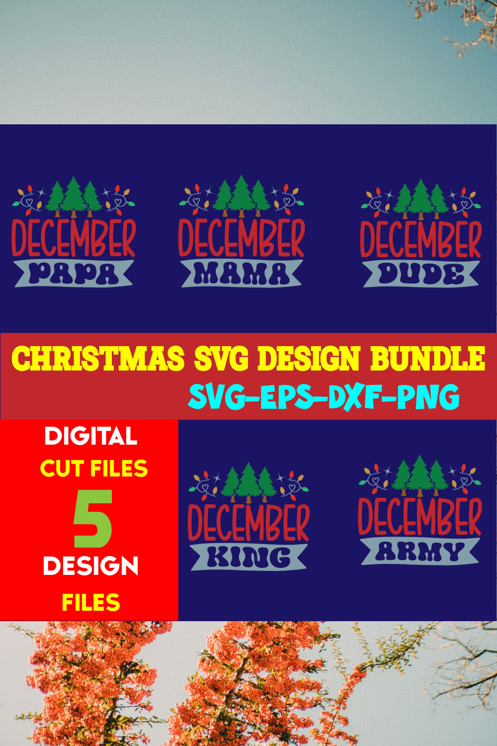 Christmas SVG T-shirt Design Bundle Volume-58 pinterest preview image.