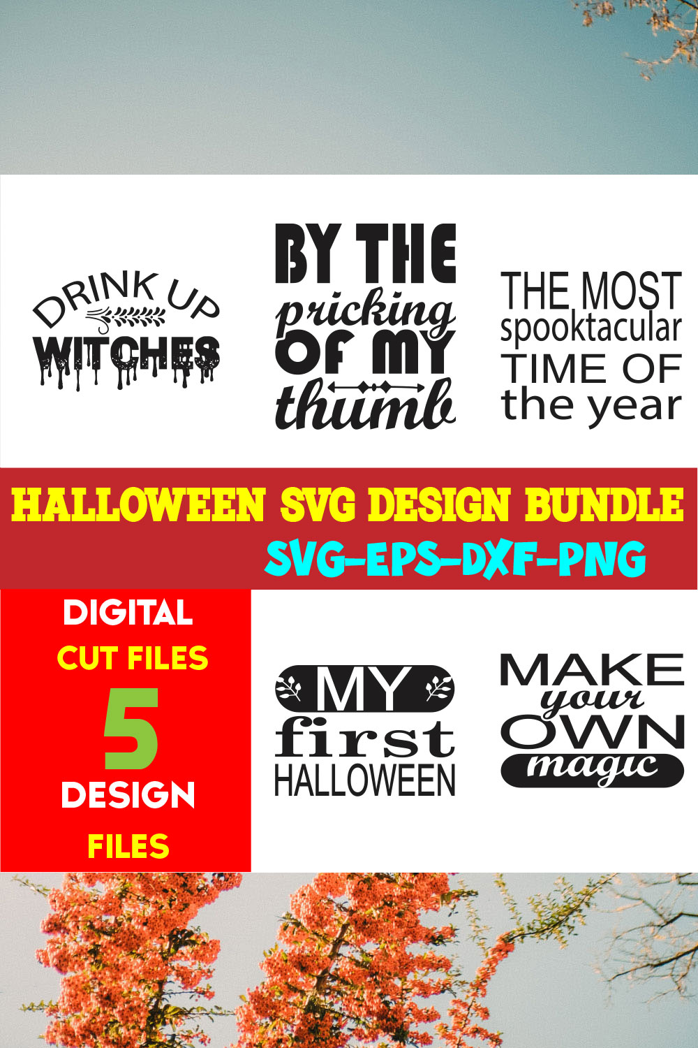 Halloween T-shirt Design Bundle Vol-45 pinterest preview image.